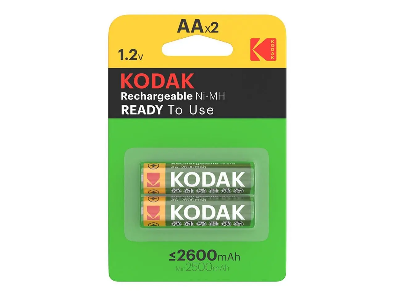 باتری قلمی قابل شارژ برند کداک مدل Kodak Rechargeable 2600mAh Ni-MH پک 2 عددی