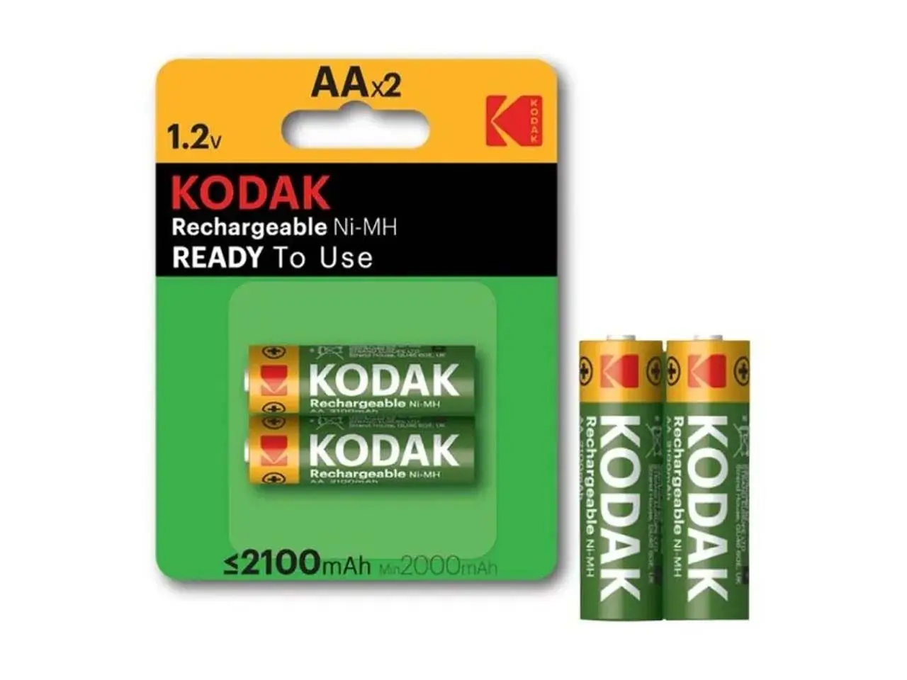 باتری قلمی قابل شارژ برند کداک مدل Kodak Rechargeable 2100mAh Ni-MH پک 2 عددی