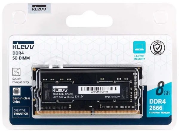 رم لپ‌تاپ DDR4 برند کلو 2666 مگاهرتز ظرفیت 8 گیگابایت | KLEVV SO-DIMM 2666MHz DDR4 8GB