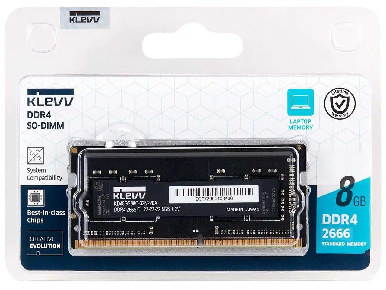 رم لپ‌تاپ DDR4 برند کلو 2666 مگاهرتز ظرفیت 8 گیگابایت | KLEVV SO-DIMM 2666MHz DDR4 8GB