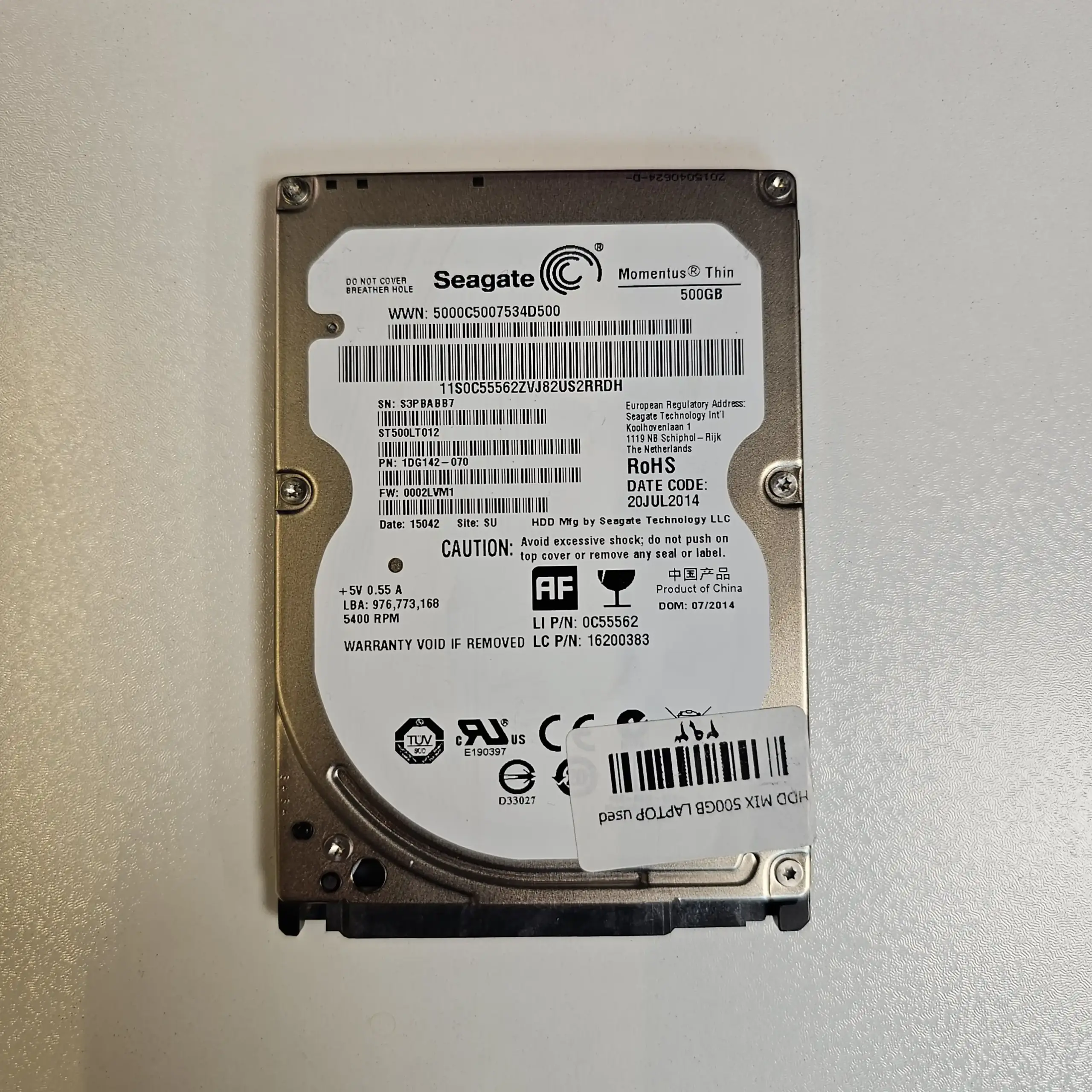 هارد اینترنال لپ تاپ برند سیگیت مدل Seagate ST500LT012 ظرفیت 500 گیگابایت