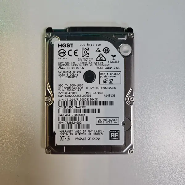هارد اینترنال لپ تاپ برند هیتاچی مدل Hitachi 7K1000 ظرفیت 1 ترابایت