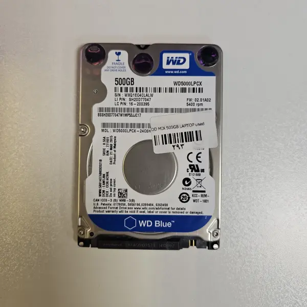 هارد اینترنال لپ تاپ برند وسترن دیجیتال مدل Western Digital WD500LPCX ظرفیت 500 گیگابایت