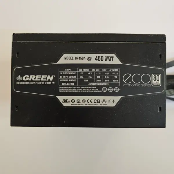 منبع تغذیه کامپیوتر برند گرین مدل Green GP450A-ECO