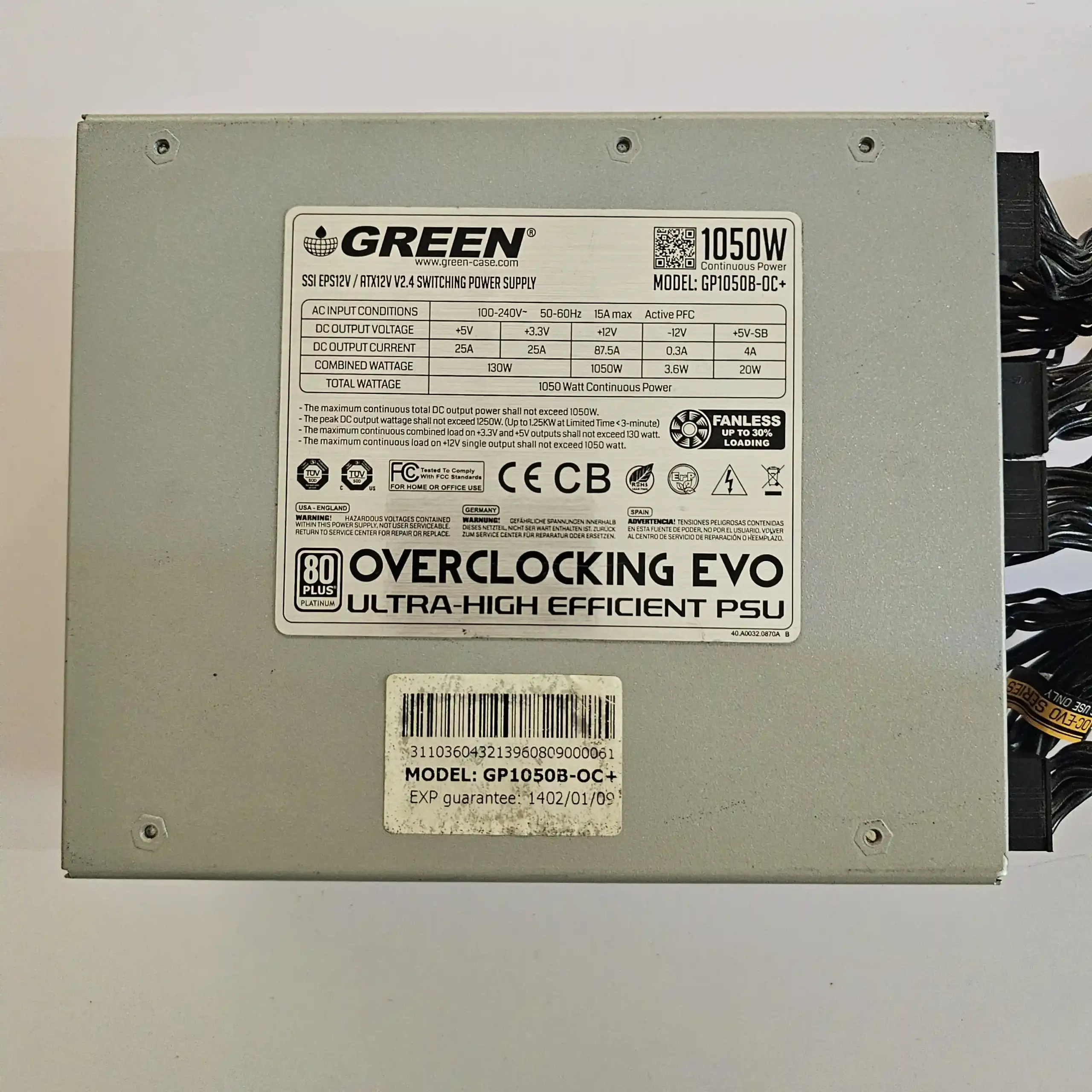 منبع تغذیه کامپیوتر برند گرین مدل Green GP1050B-OC Plus - Image 3