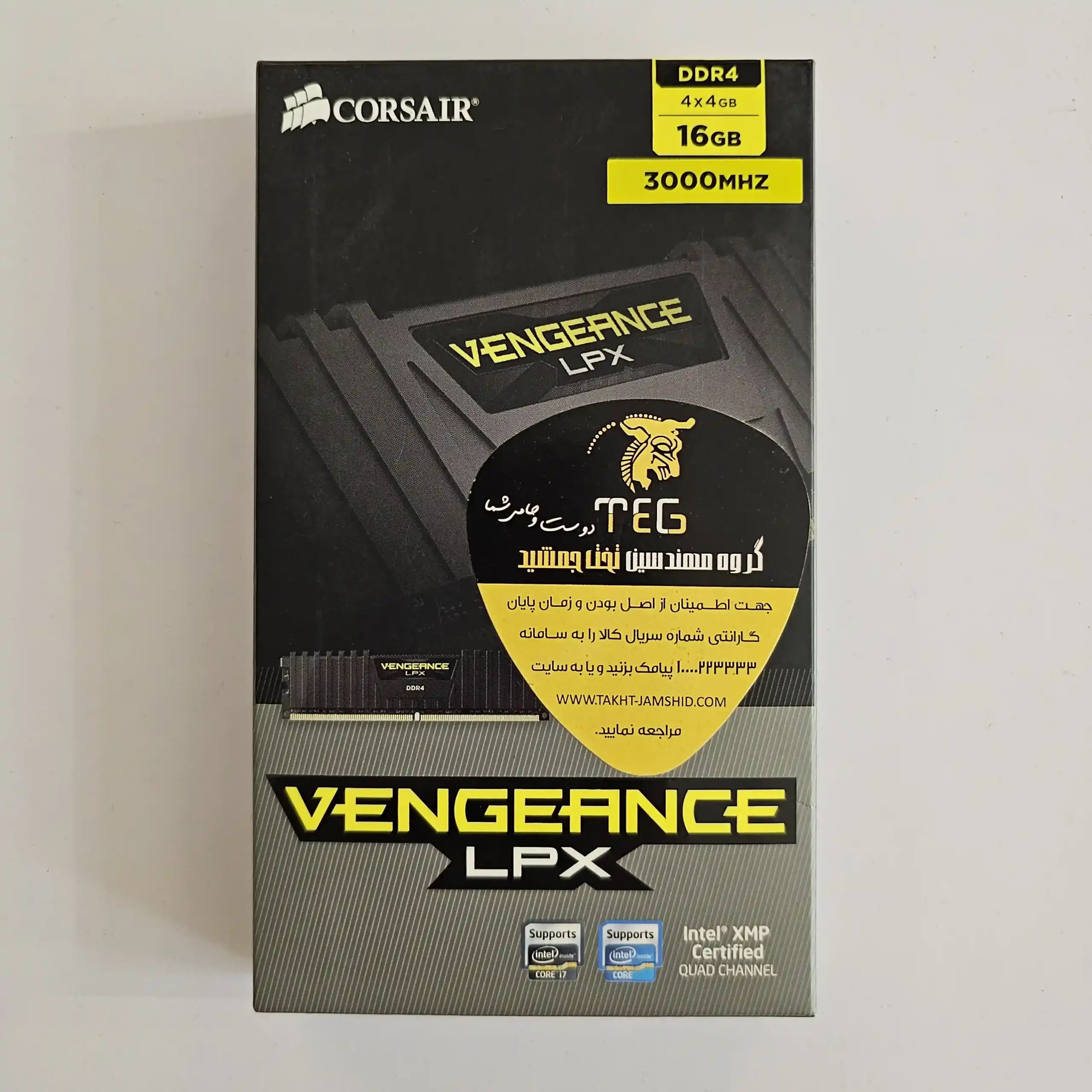 رم کامپیوتر DDR4 کورسیر 3000 مگاهرتز ظرفیت 16 گیگابایت دو کاناله و چهار کاناله | Corsair Vengeance LPX (4 x 4GB) 3000MHz DDR4 16GB DUAL