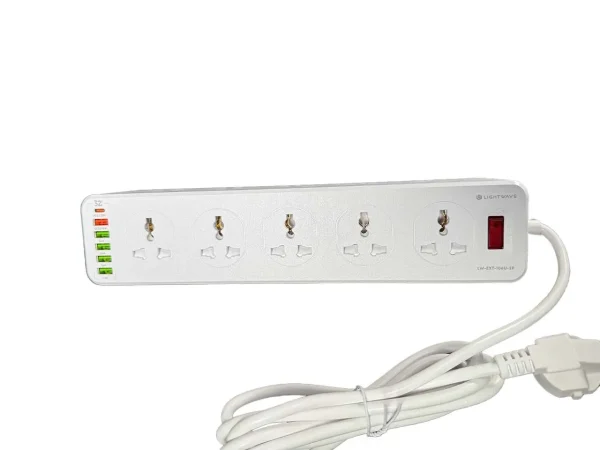 چندراهی برق 10 پورت به همراه 6 پورت USB برند لایت ویو مدل LW-EXT-106U-2P