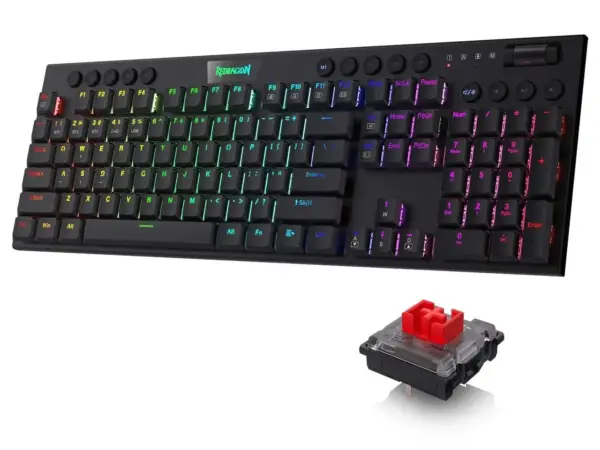 کیبورد مکانیکی برند ردراگون مدل Redragon Horus Pro K618 RGB سوئیچ قرمز